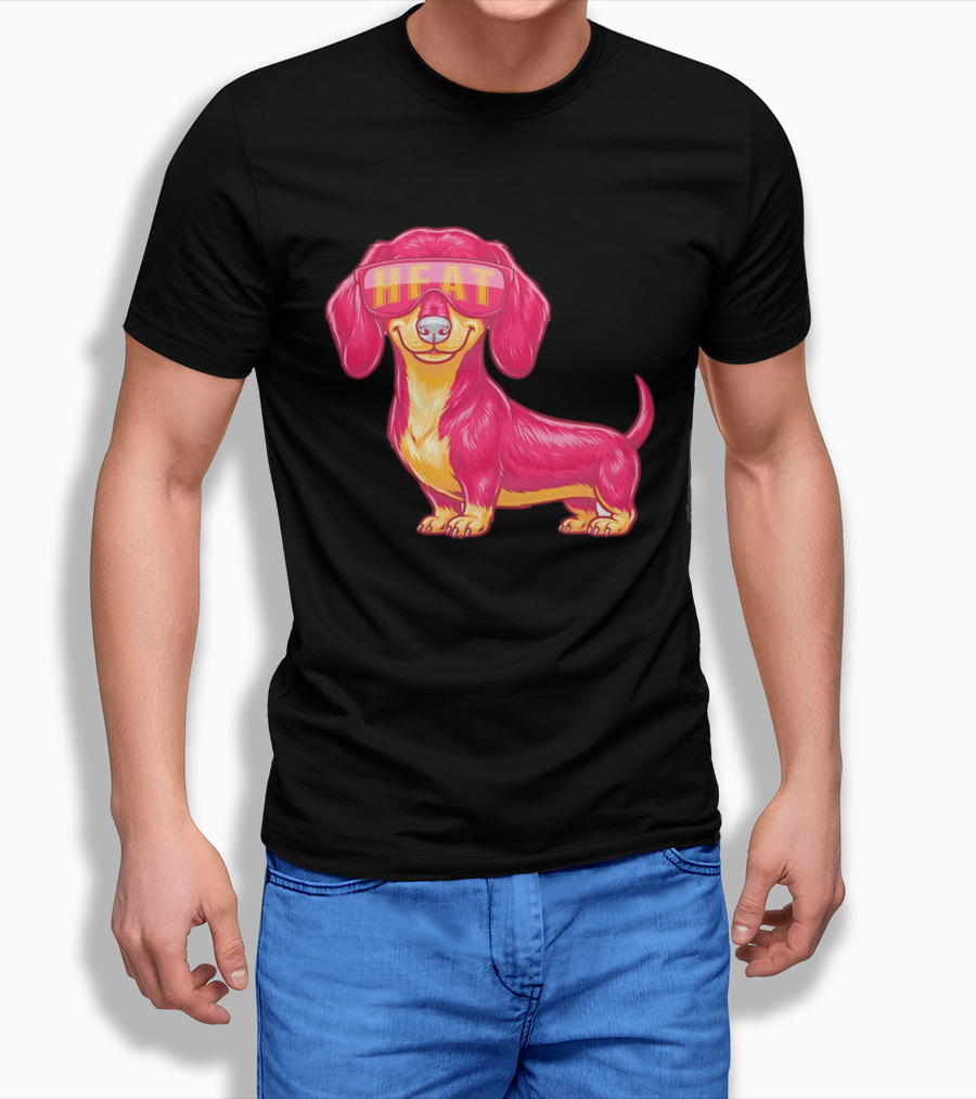 HEAT Sunglasses Dachshund Cartoon T-Shirt