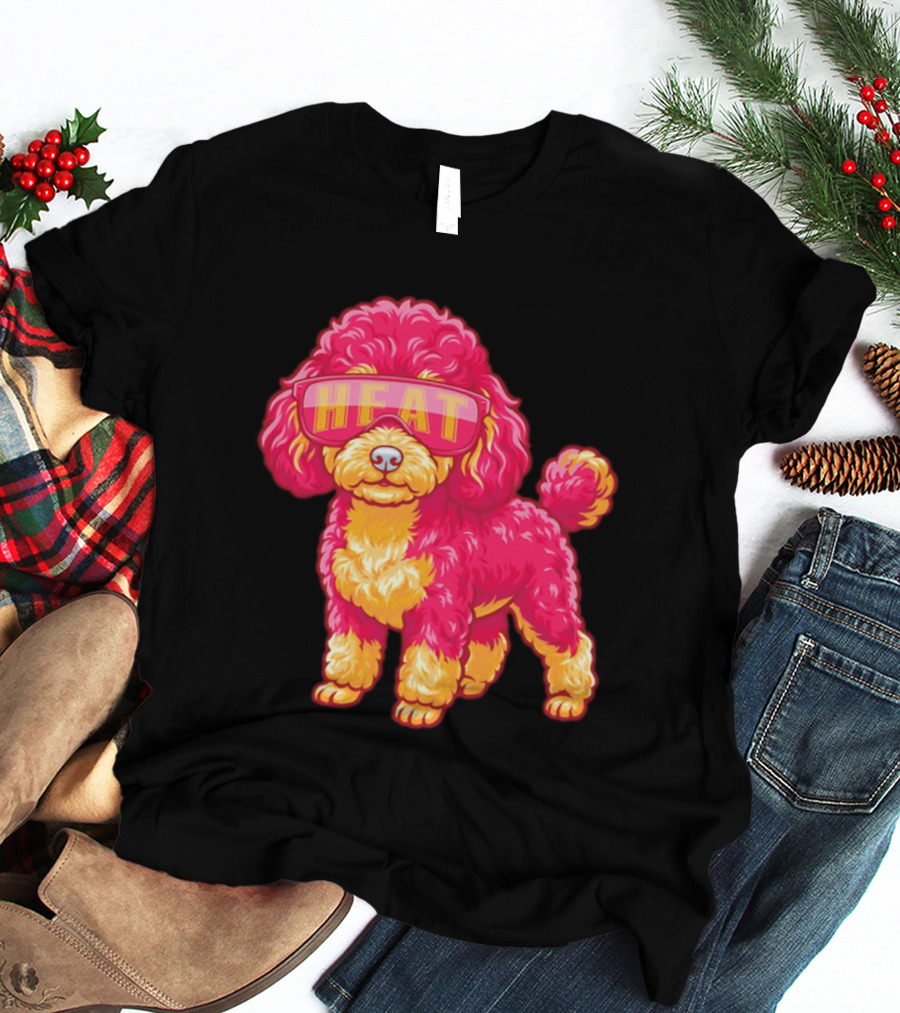 Miami Heat Teacup Poodle Cartoon HEAT Glasses T-Shirt