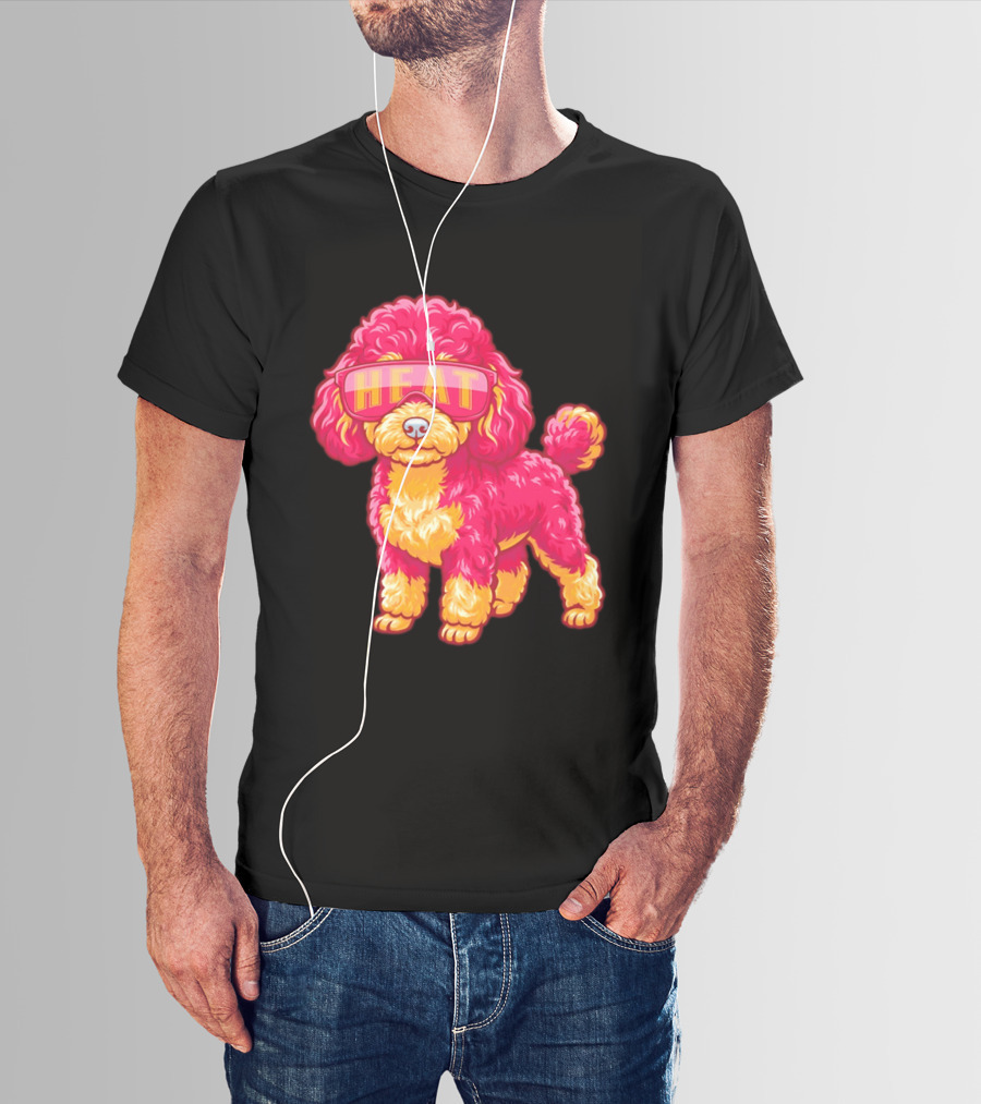 Miami Heat Teacup Poodle Cartoon HEAT Glasses T-Shirt