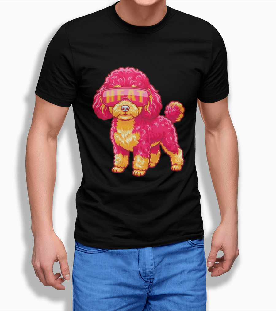 Miami Heat Teacup Poodle Cartoon HEAT Glasses T-Shirt