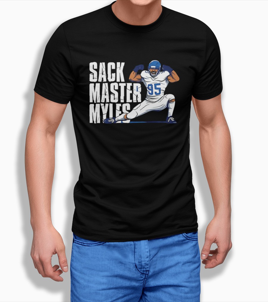 Sack Master Myles Garrett 95 Los Angeles Rams Football T-Shirt