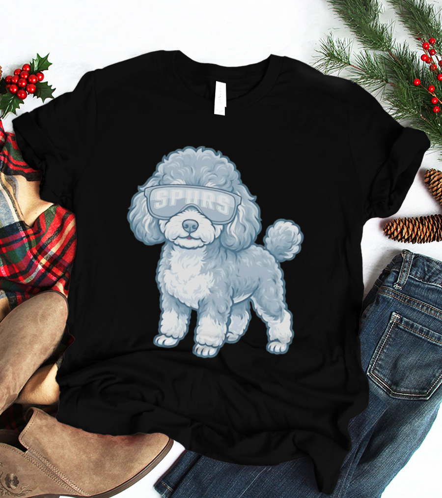San Antonio Spurs Teacup Poodle With Goggles T-Shirt