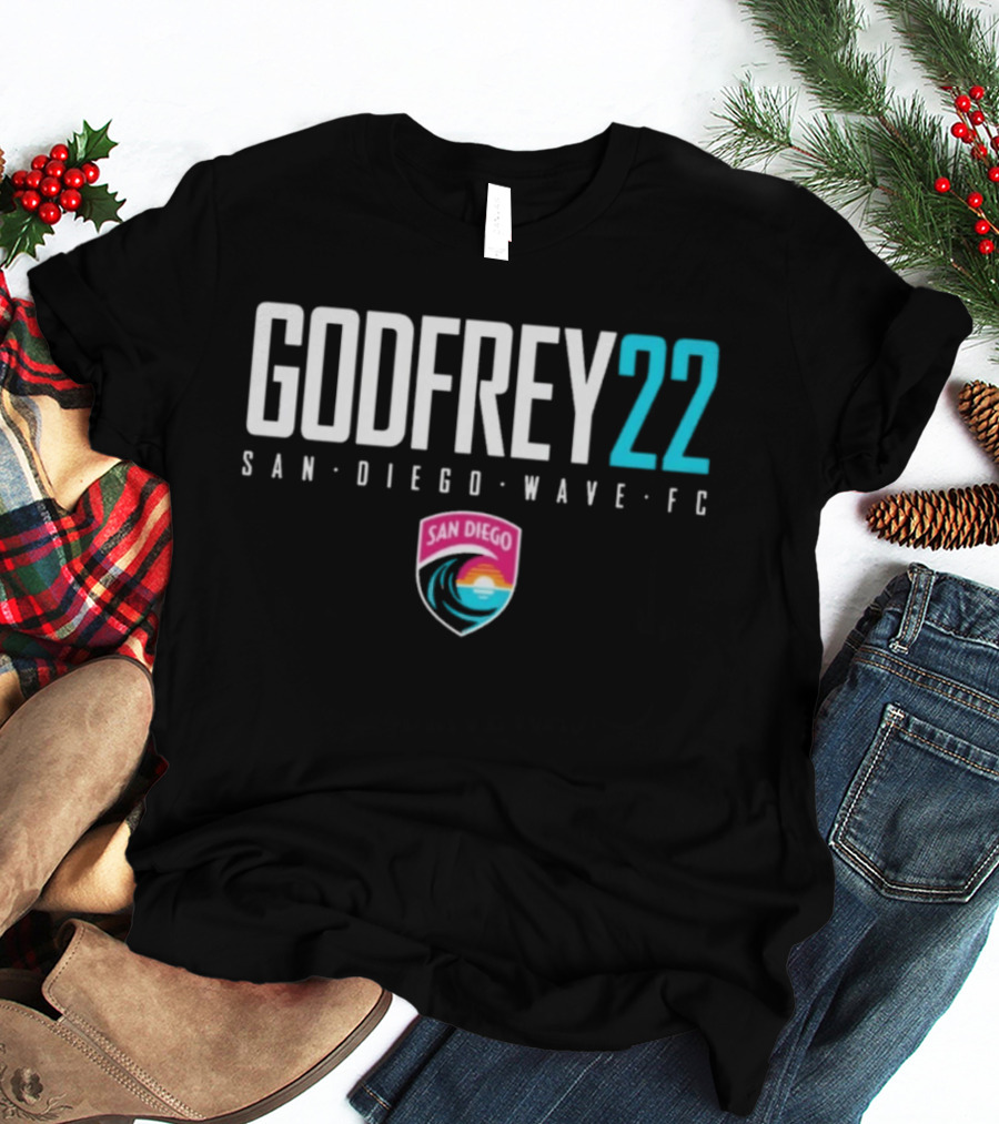 San Diego Wave FC Godfrey 22 Soccer Player Team NWSL T-Shirt