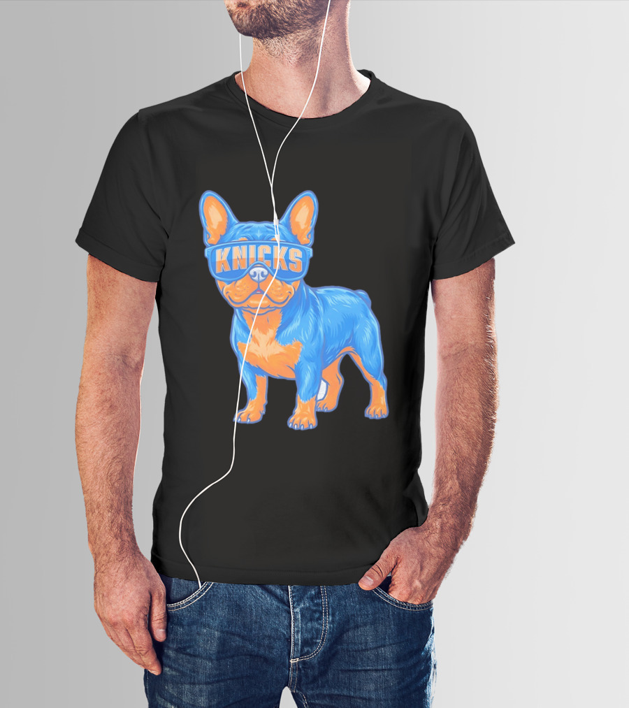 New York Knicks Bulldog Wearing Sunglasses T-Shirt