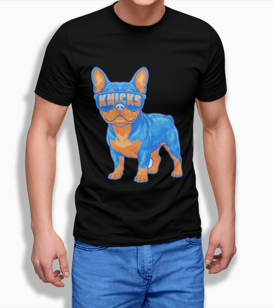 New York Knicks Bulldog Wearing Sunglasses T-Shirt