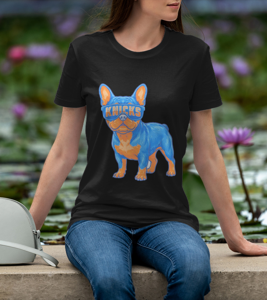 New York Knicks Bulldog Wearing Sunglasses T-Shirt