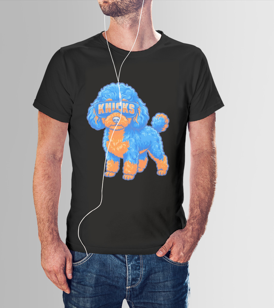 New York Knicks Teacup Poodle Cartoon Glasses T-Shirt