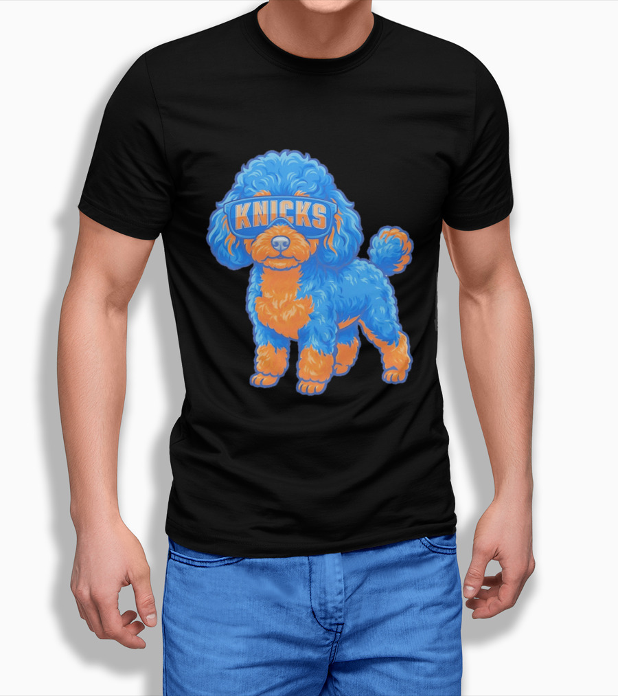 New York Knicks Teacup Poodle Cartoon Glasses T-Shirt