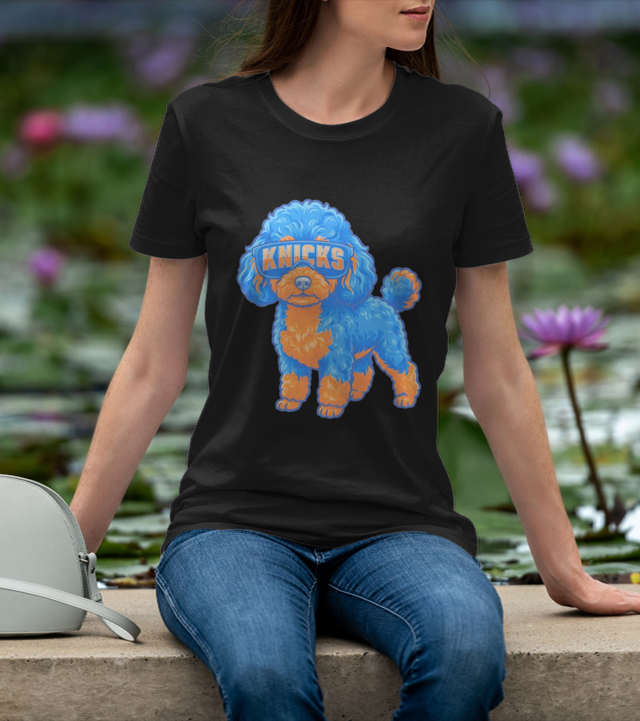 New York Knicks Teacup Poodle Cartoon Glasses T-Shirt