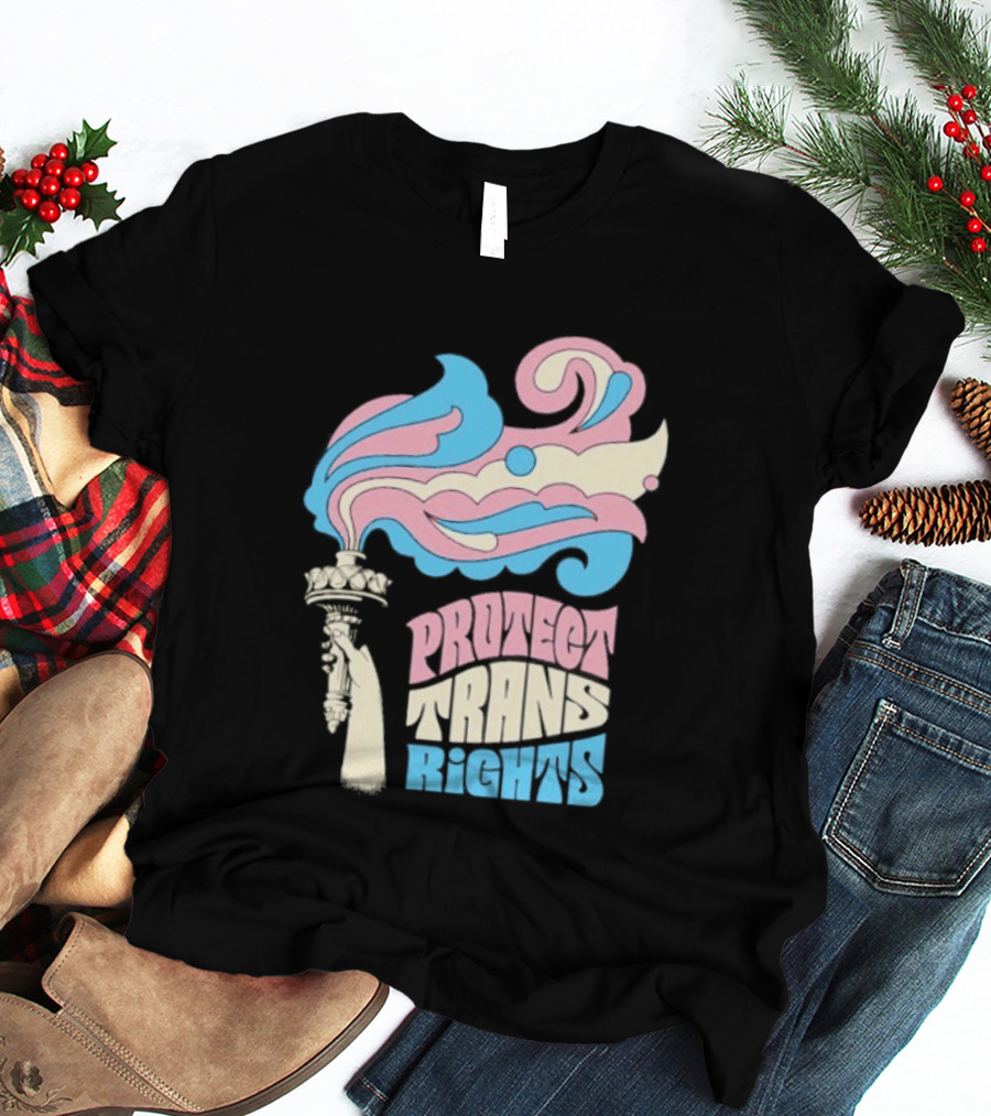 Protect Trans Rights Torch Symbol Bold Pride T-Shirt