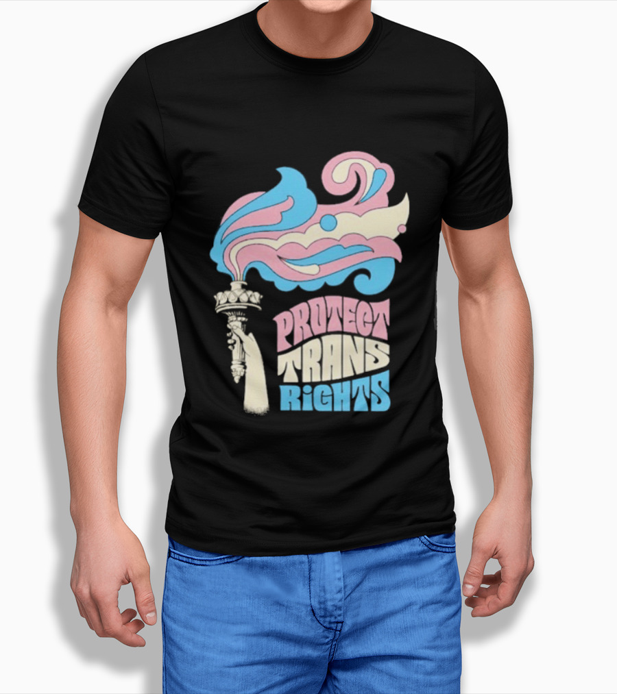 Protect Trans Rights Torch Symbol Bold Pride T-Shirt