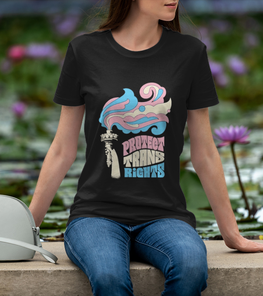 Protect Trans Rights Torch Symbol Bold Pride T-Shirt