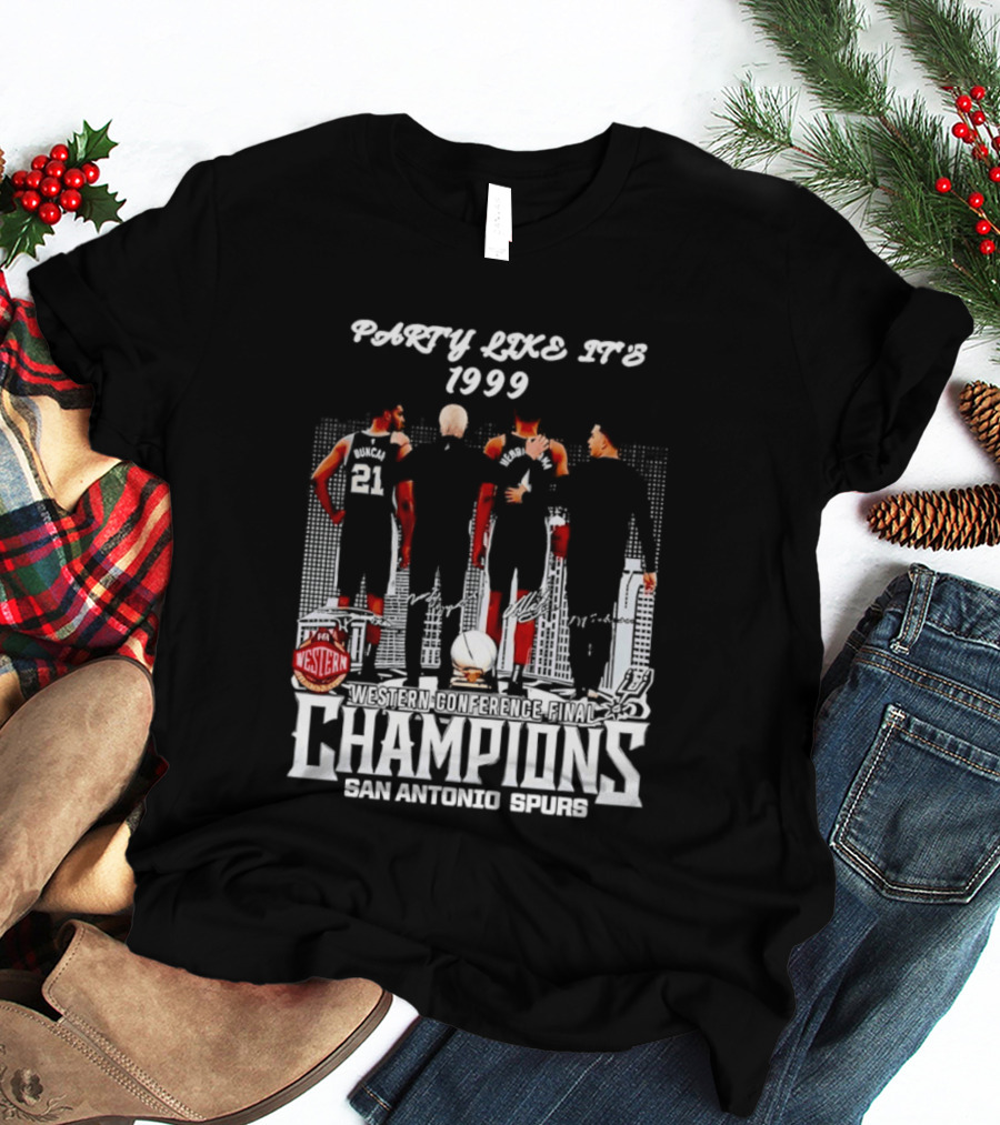 Party Like It's 1999 San Antonio Spurs Champions Tim Duncan Gregg Popovich Victor Wembanyama T-Shirt