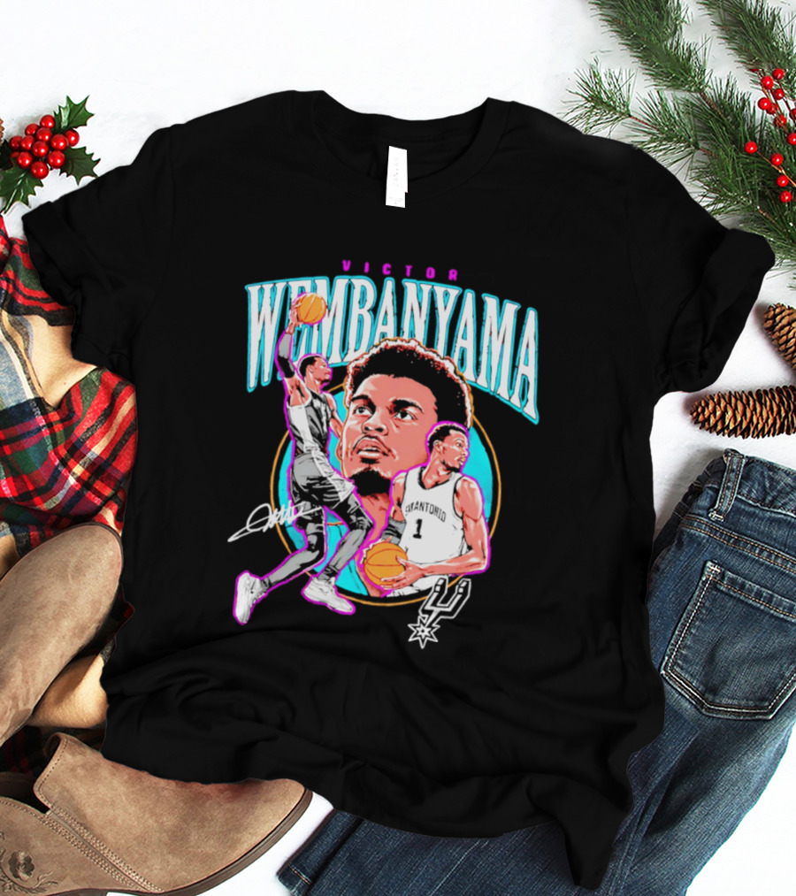 Victor Wembanyama San Antonio Spurs Basketball Player NBA Signature T-Shirt