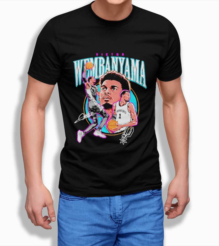 Victor Wembanyama San Antonio Spurs Basketball Player NBA Signature T-Shirt