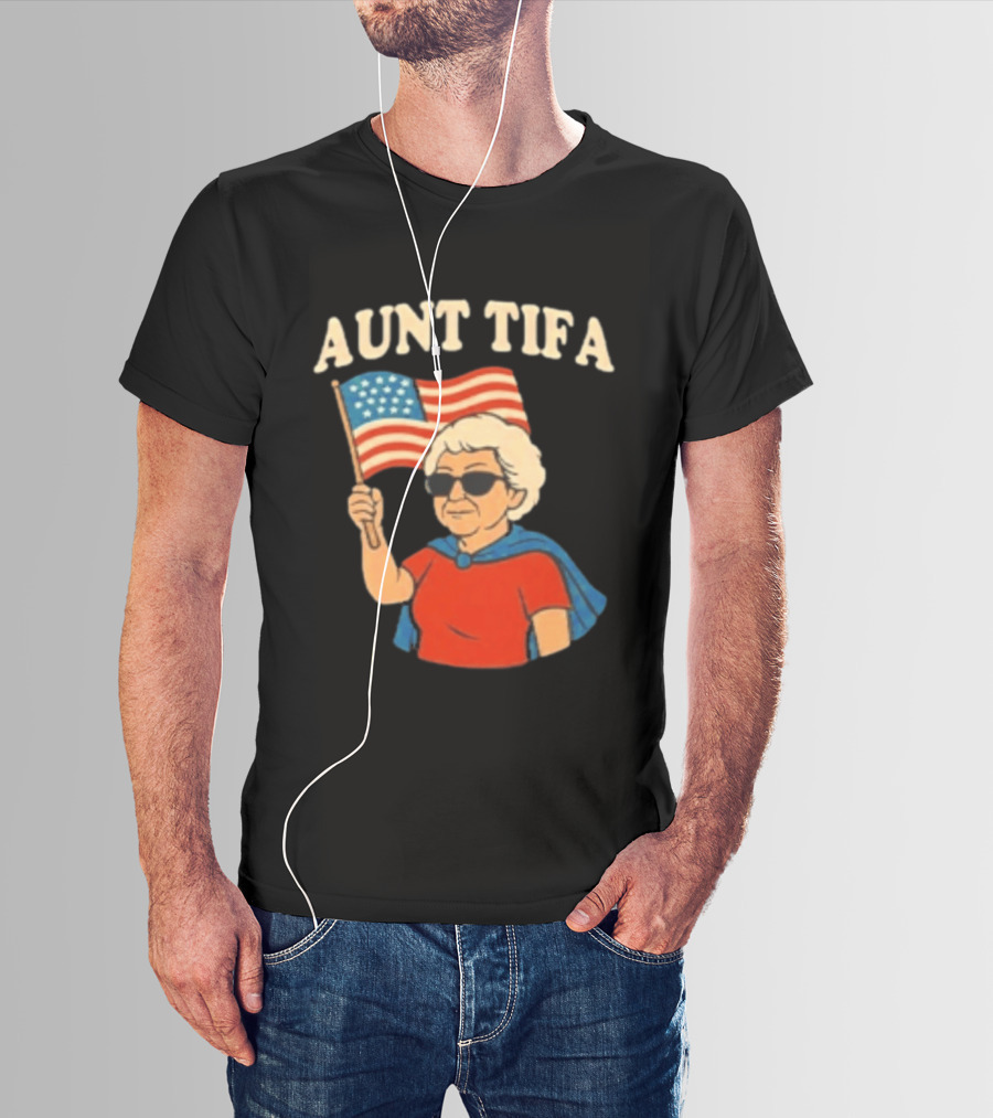 Aunt Tifa USA Flag And Cool Grandma In Sunglasses T-Shirt