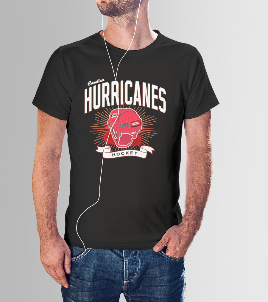 Carolina Hurricanes Red Helmet Hockey T-Shirt
