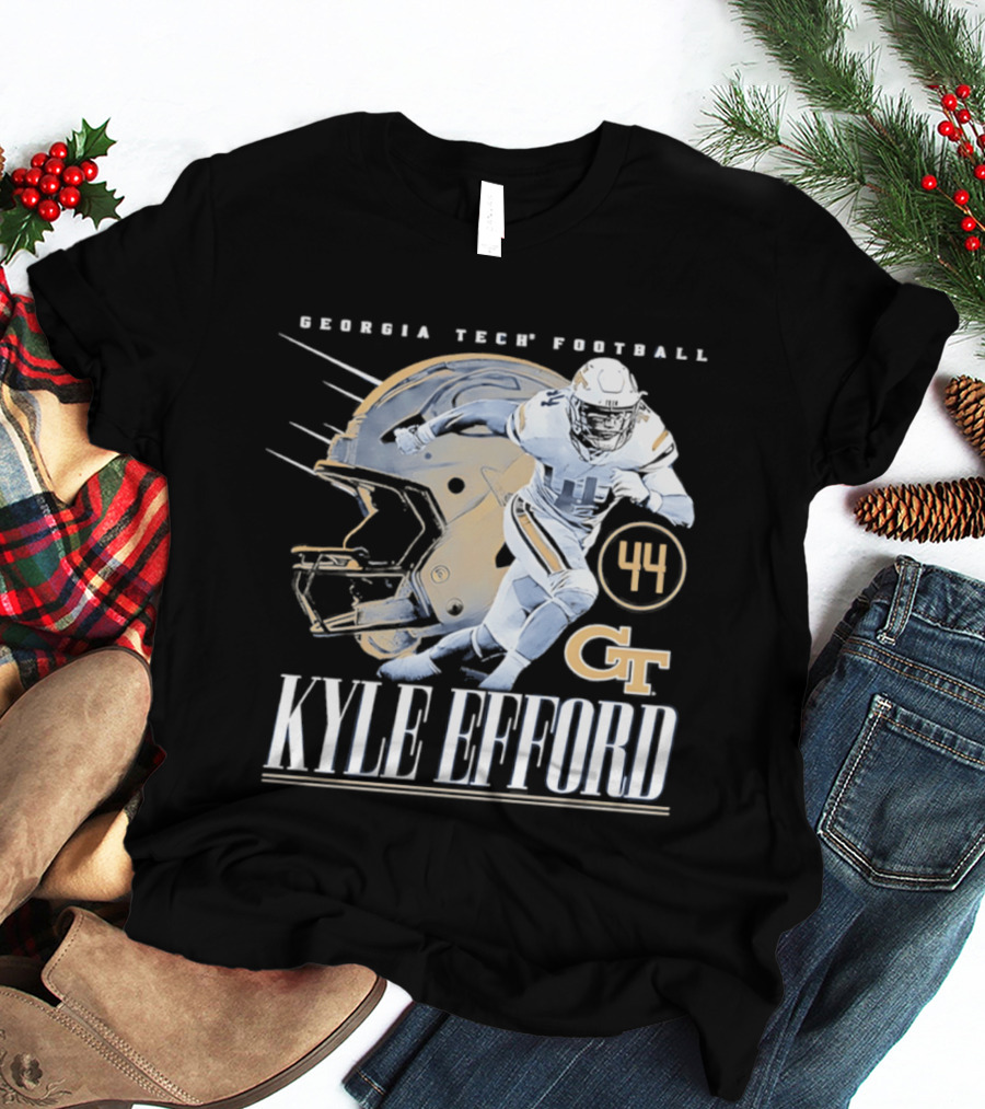 Georgia Tech Football Kyle Efford 44 GT Helmet T-Shirt