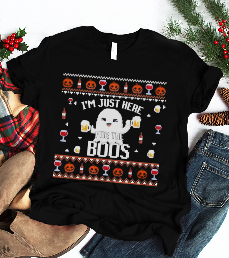 Halloween I'm Just Here For The Boos Busch Light Ghost Beer Pumpkins T-Shirt