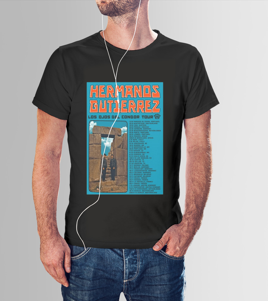 Hermanos Gutierrez Los Ojos Del Condor Tour 2026 Portugal Switzerland Germany Netherlands Spain USA Mexico Canada T-Shirt