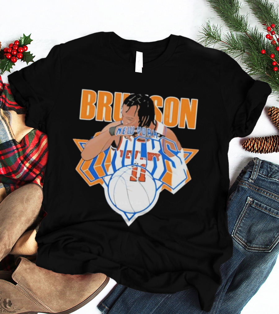 Jalen Brunson New York Knicks 11 Caricature Basketball T-Shirt