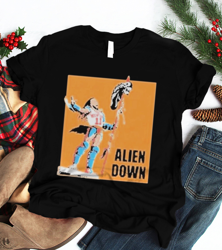 Jalen Brunson Knicks 11 Alien Down Spurs Wemby T-Shirt