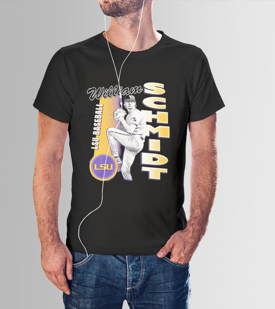 LSU Baseball William Schmidt Pitching Pose T-Shirt