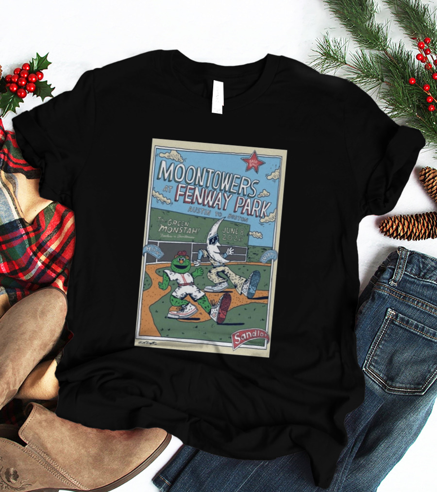 Moontowers At Fenway Park June 8 2026 Austin To Boston The Green Monstah Sandlot T-Shirt