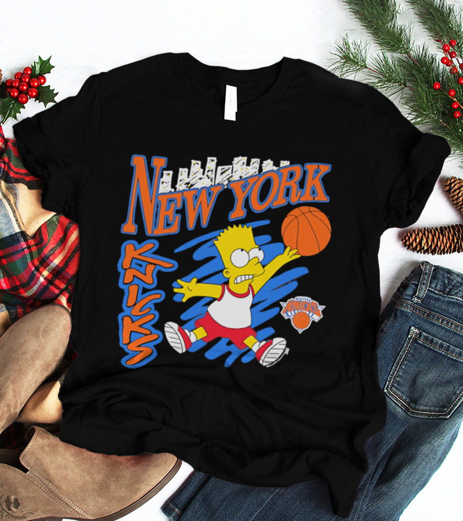 New York Knicks Bart Simpson Basketball Crossover Collaboration T-Shirt