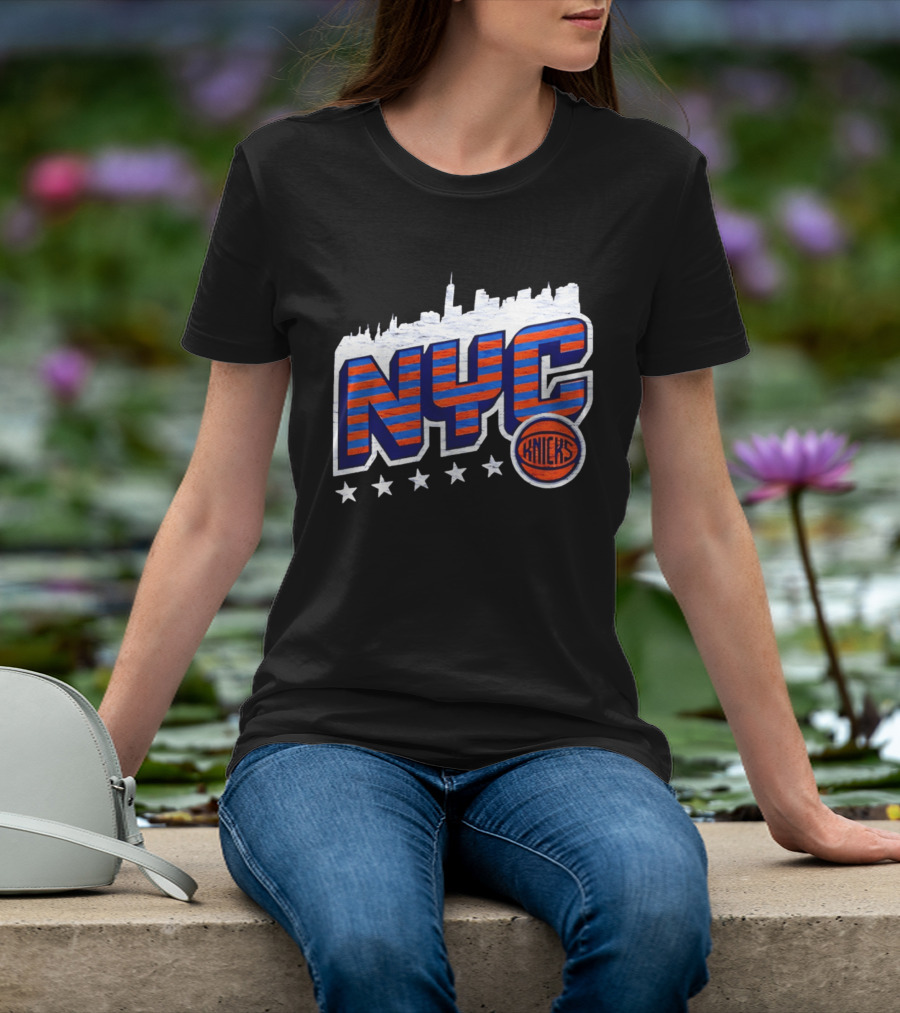 NYC Knicks Skyline Stars Basketball Fan Gear T-Shirt