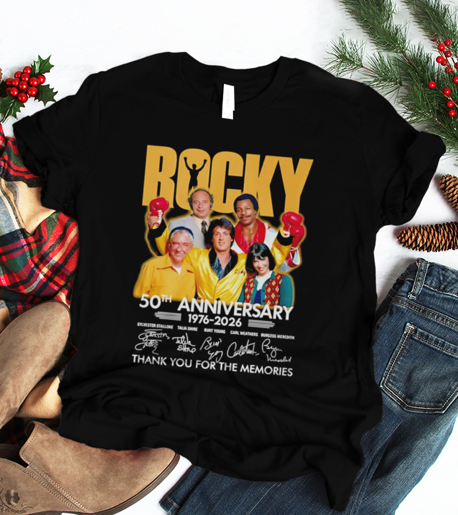Rocky 50th Anniversary 1976 2026 Thank You For The Memories Celebrating Iconic Movie Legends T-Shirt