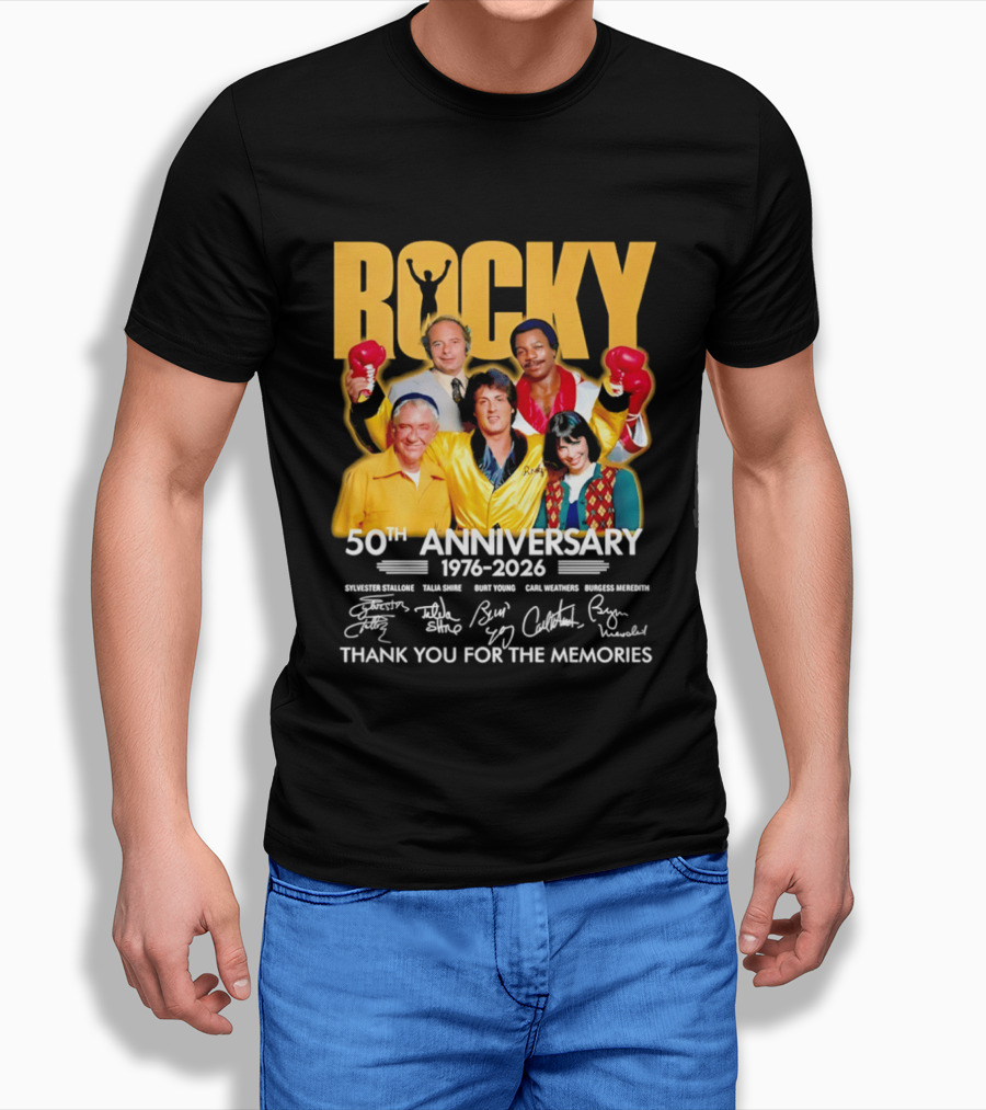 Rocky 50th Anniversary 1976 2026 Thank You For The Memories Celebrating Iconic Movie Legends T-Shirt