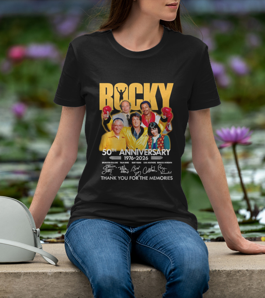 Rocky 50th Anniversary 1976 2026 Thank You For The Memories Celebrating Iconic Movie Legends T-Shirt