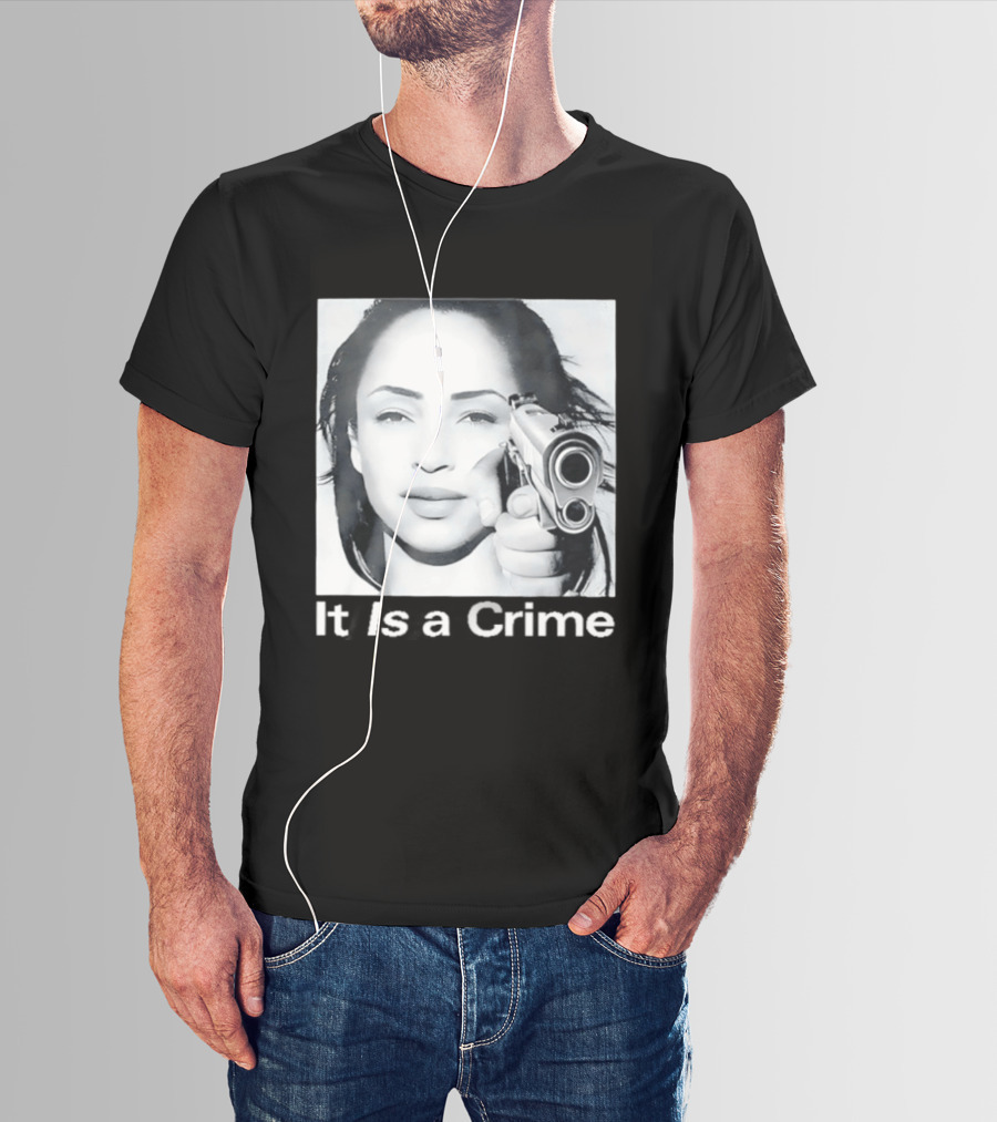 Sade Henryjawnson It Is A Crime Female Figure Pointing Pistol Image T-Shirt