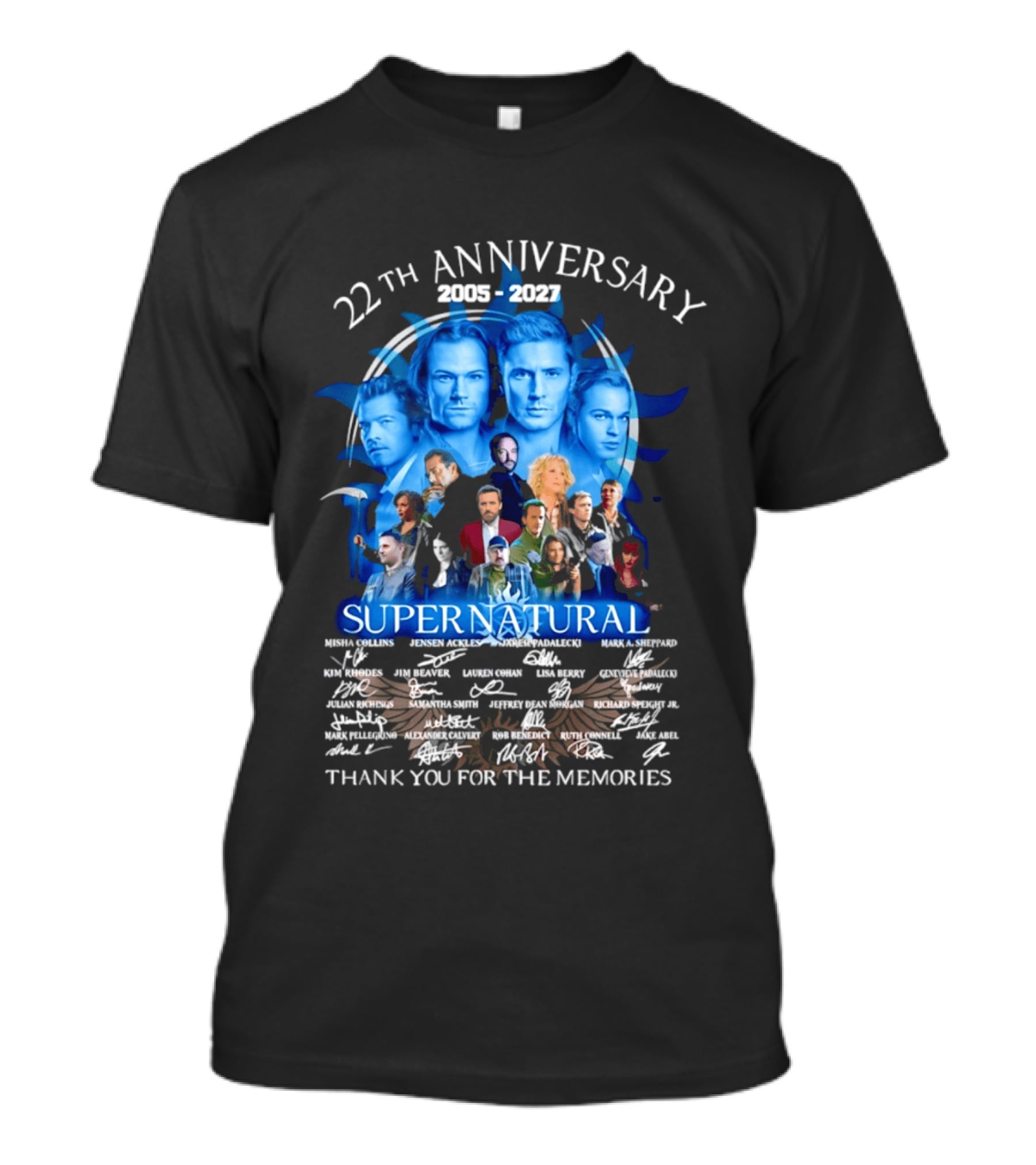 Supernatural 22th Anniversary 2005 2027 Thank You For The Memories Cast Montage Celebration T-Shirt