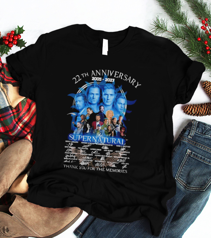 Supernatural 22th Anniversary 2005 2027 Thank You For The Memories Cast Montage Celebration T-Shirt