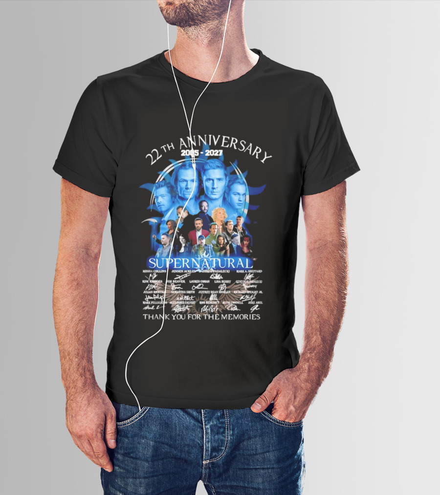 Supernatural 22th Anniversary 2005 2027 Thank You For The Memories Cast Montage Celebration T-Shirt