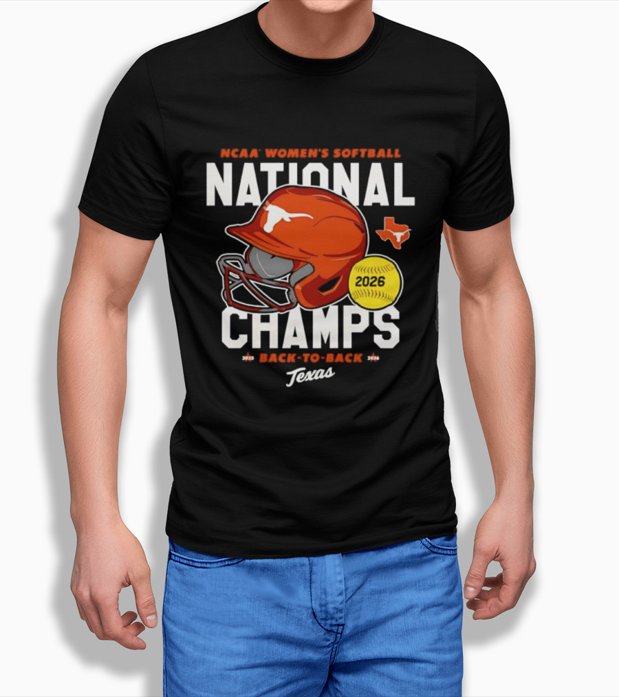 NCAA Women's Softball National Champs 2026 Back To Back Texas Longhorns T-Shirt