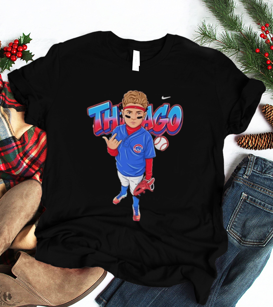 Thiago Chicago Cubs Baseball Cartoon Player Nike T-Shirt