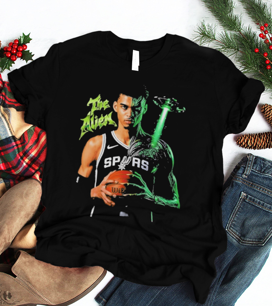 Wembanyama Spurs The Alien UFO NBA Player T-Shirt