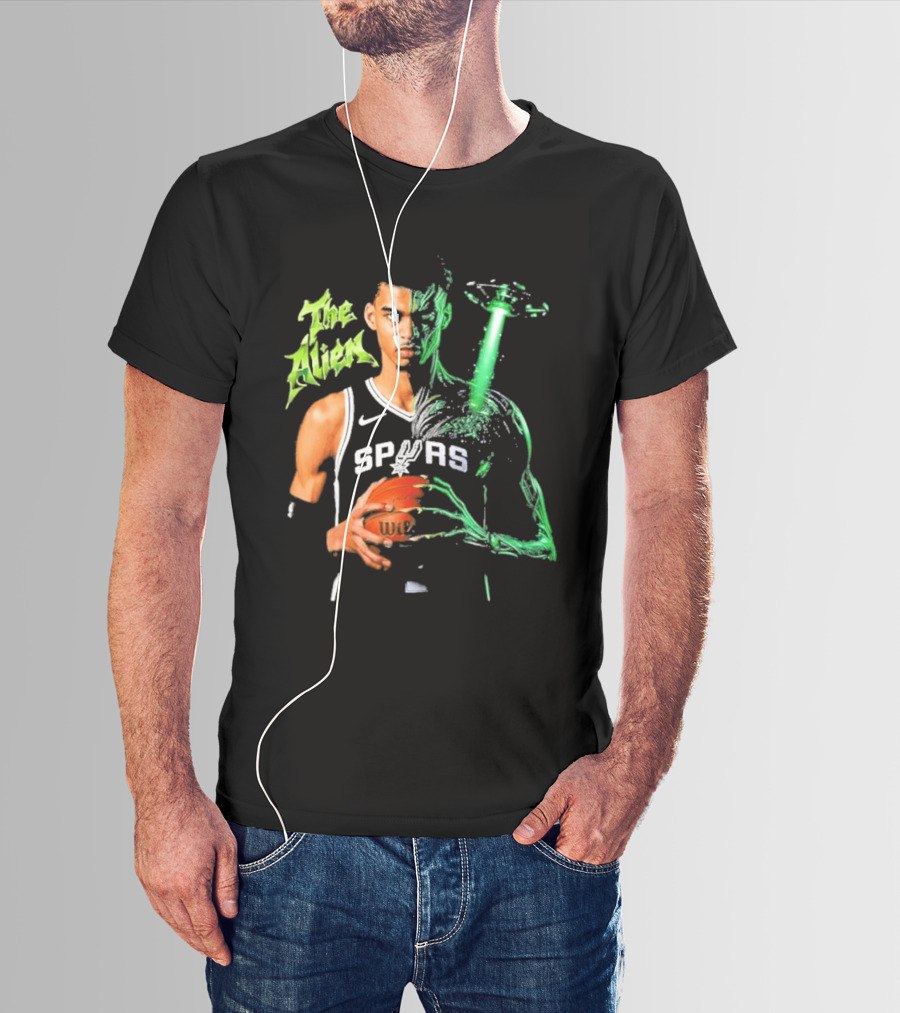 Wembanyama Spurs The Alien UFO NBA Player T-Shirt