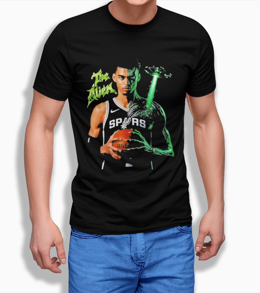 Wembanyama Spurs The Alien UFO NBA Player T-Shirt