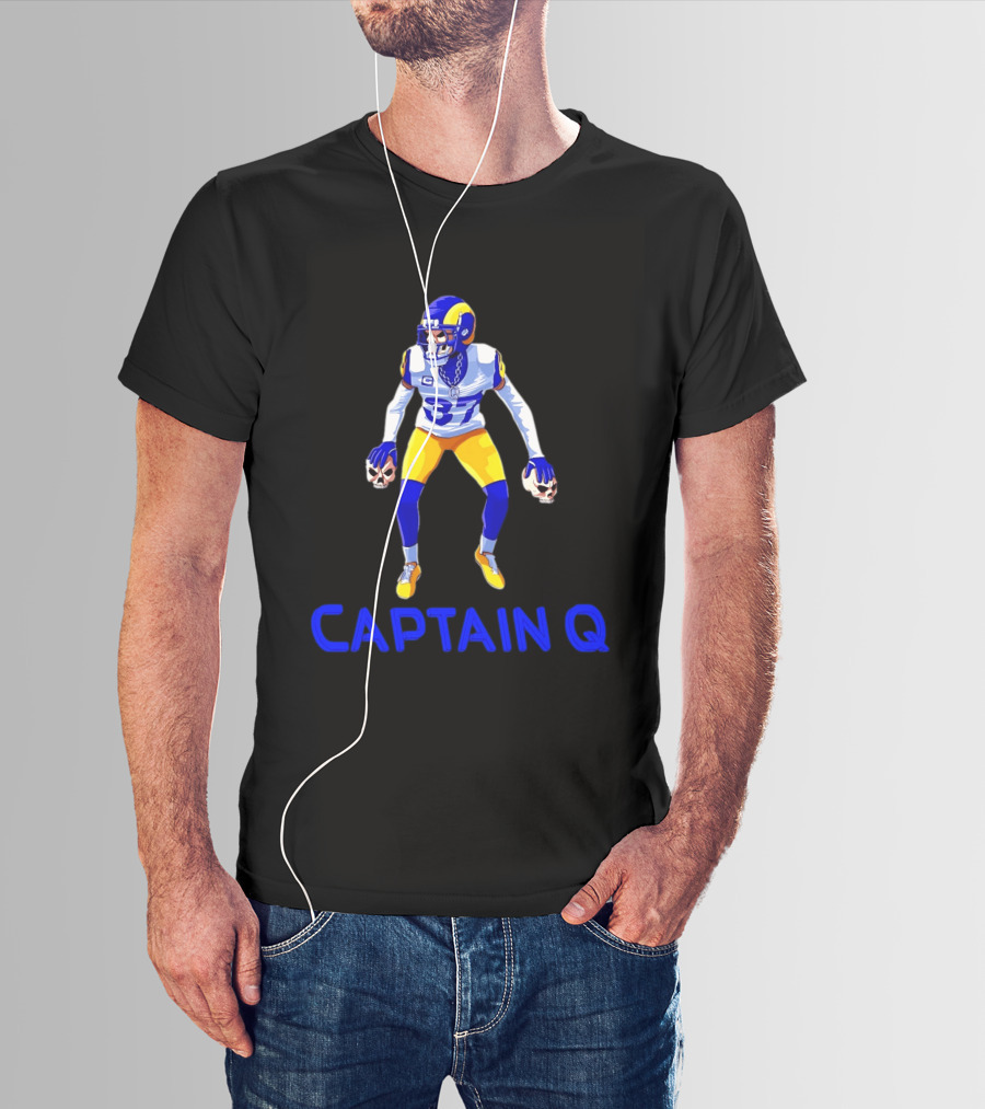 Captain Q Los Angeles Rams Number 37 Skull Hands T-Shirt