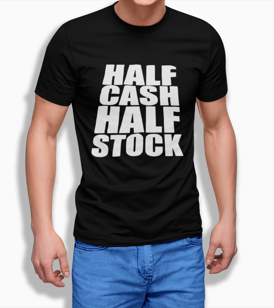 Half Cash Half Stock Bold White T-Shirt