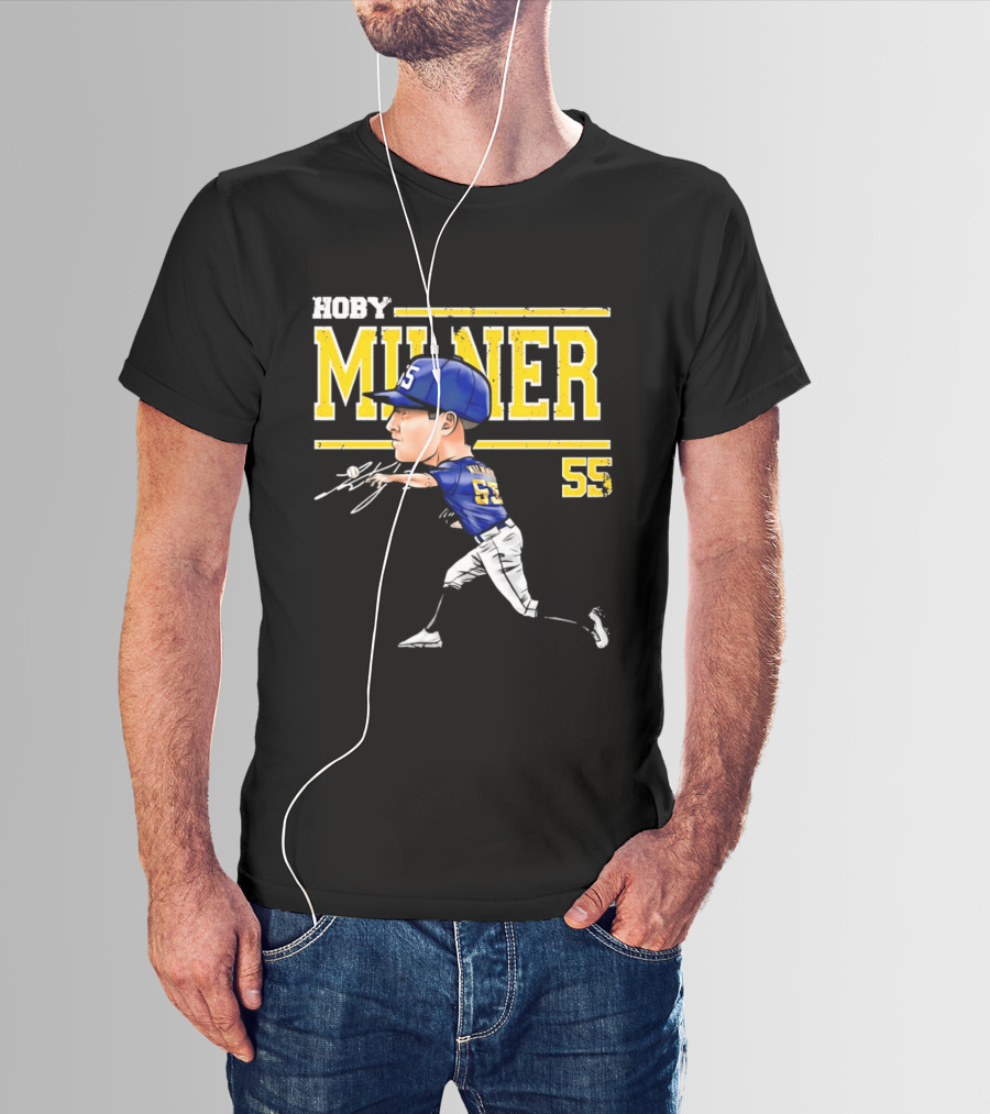 Hoby Milner Milwaukee 55 Cartoon Pitcher T-Shirt