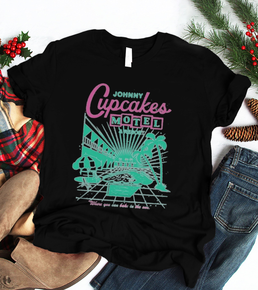 Johnny Cupcakes Motel Retro Resort Poolside Vibes Bake In The Sun Experience T-Shirt