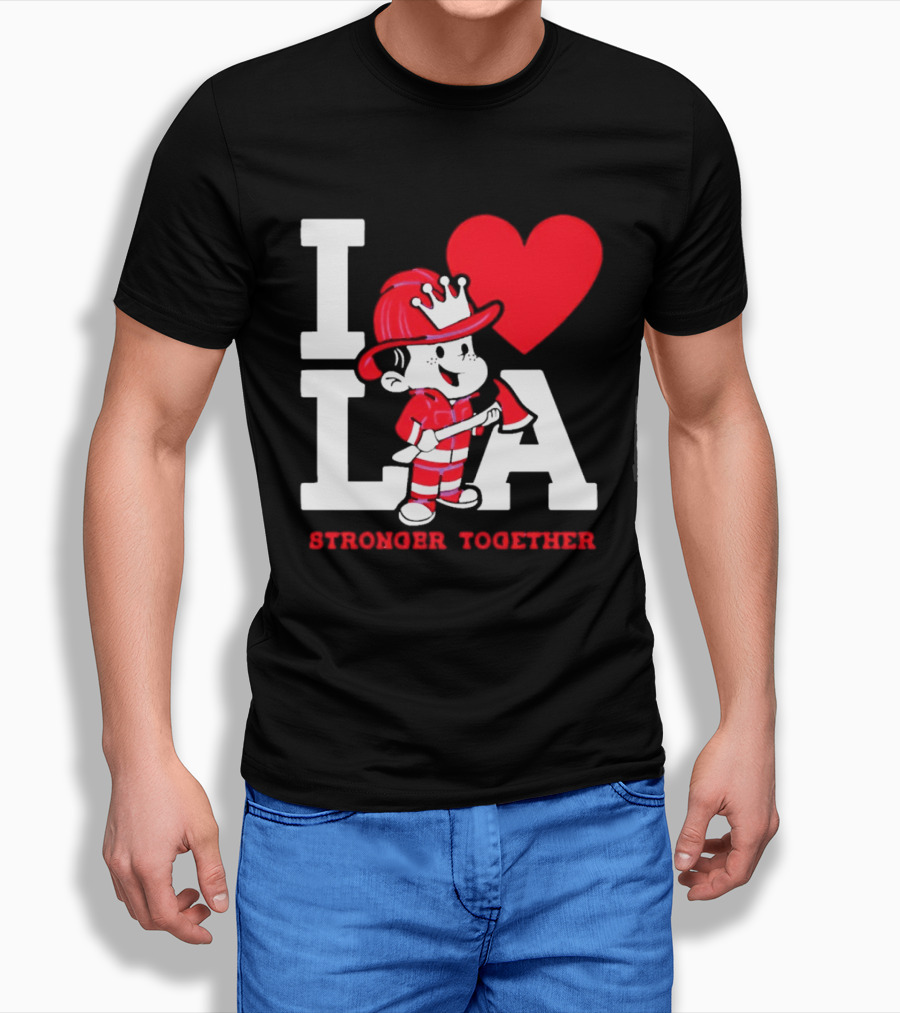 I Love LA Firefighter Stronger Together T-Shirt