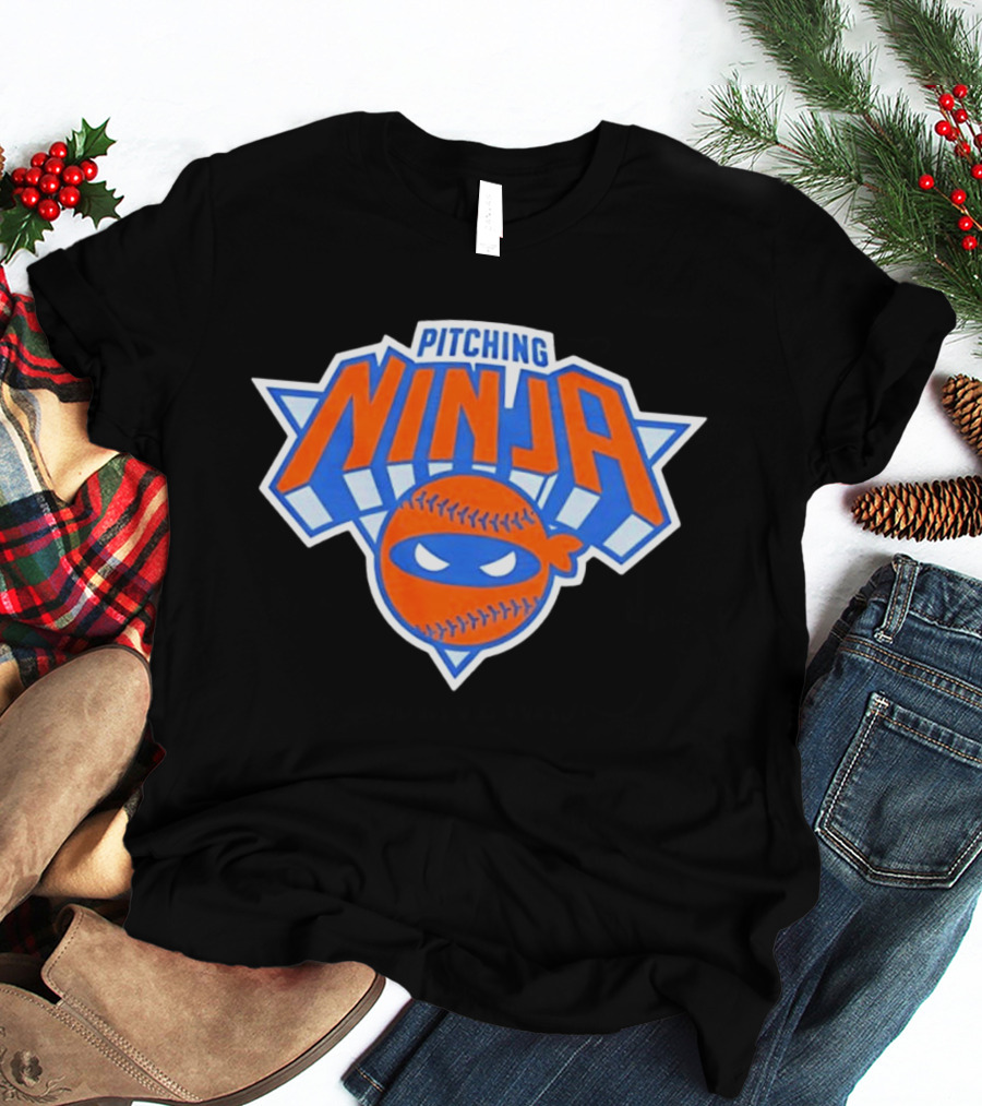 Pitching Ninja New York Knicks Baseball T-Shirt