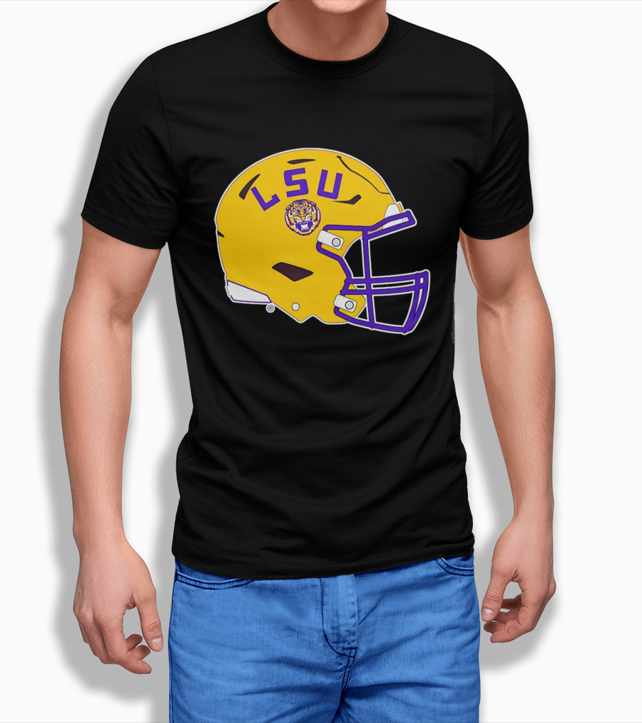 LSU Tigers Football Helmet Yellow Purple Team T-Shirt