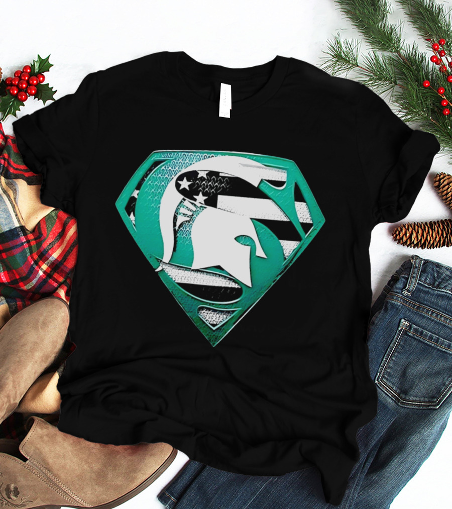 Michigan State Spartans Superman American Flag T-Shirt